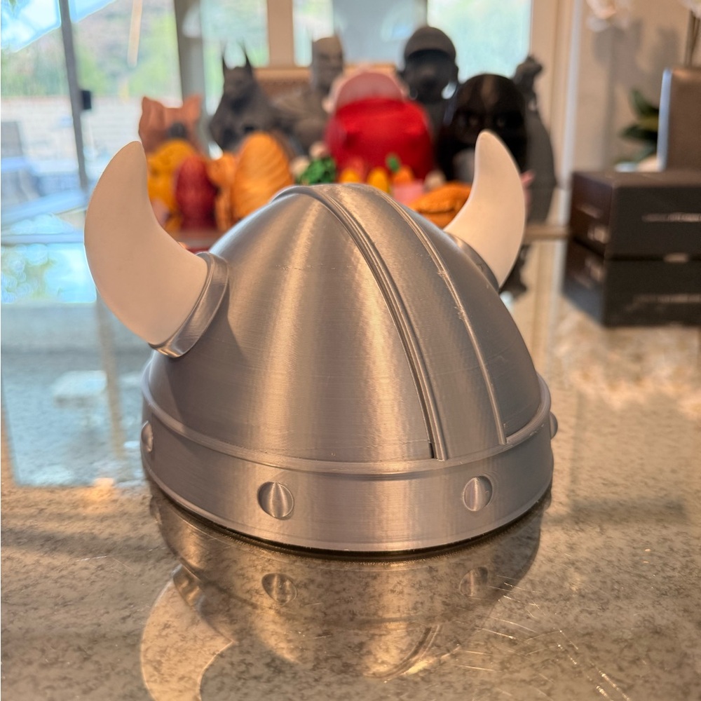 Silver Viking Helmet with White Horns